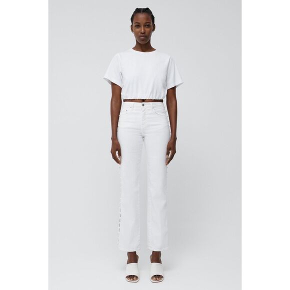 NWT Simkhai Basic Crew Neck Pullover 3/4 Sleeve T Shirt White Size Large $155 - Picture 1 of 10